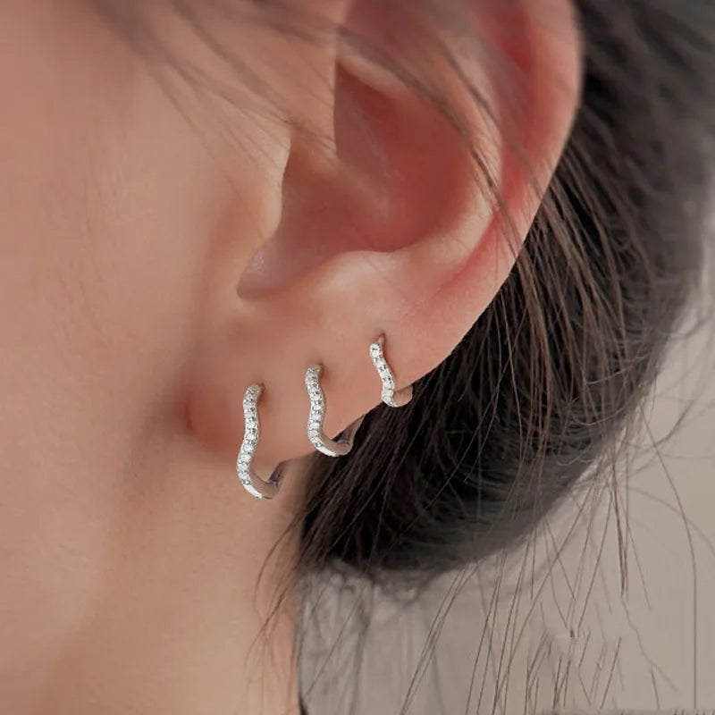 Stainless Steel Minimal Wave Hoop Earrings